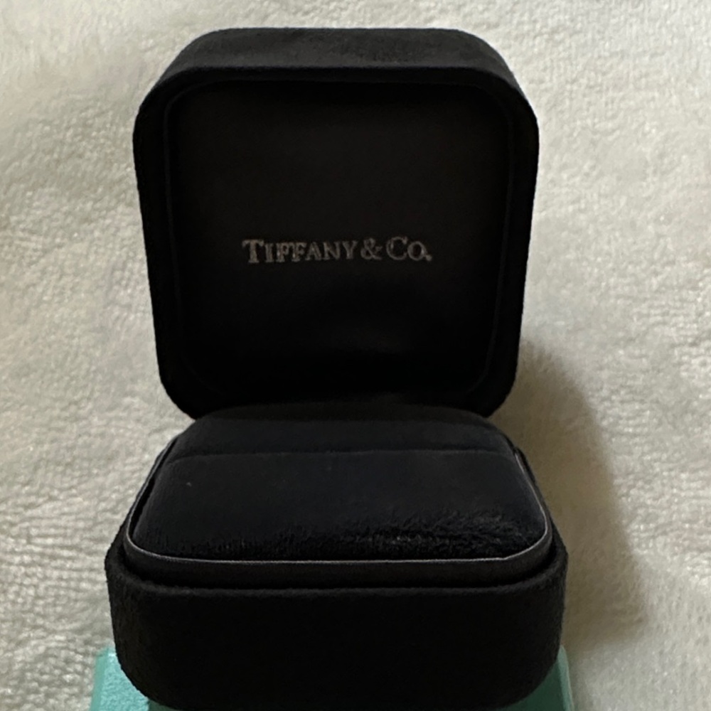 Tiffany & Co. Classic Suede Ring Box w/ Teal Gift Box